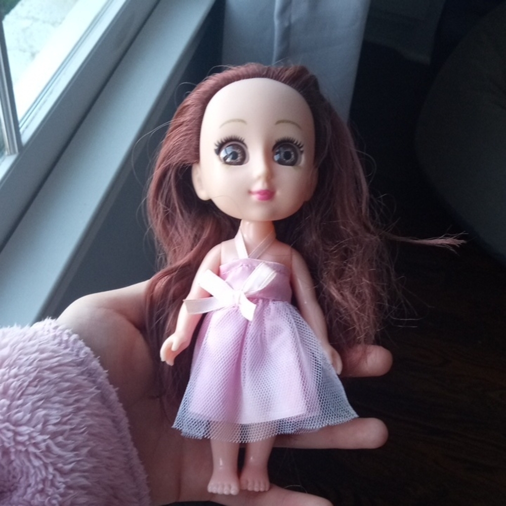 Charming Pink Dress Doll with Long Hair